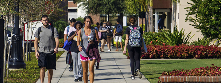 Students walking on campus