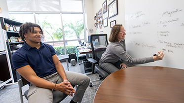 Student being advised in Career Services.