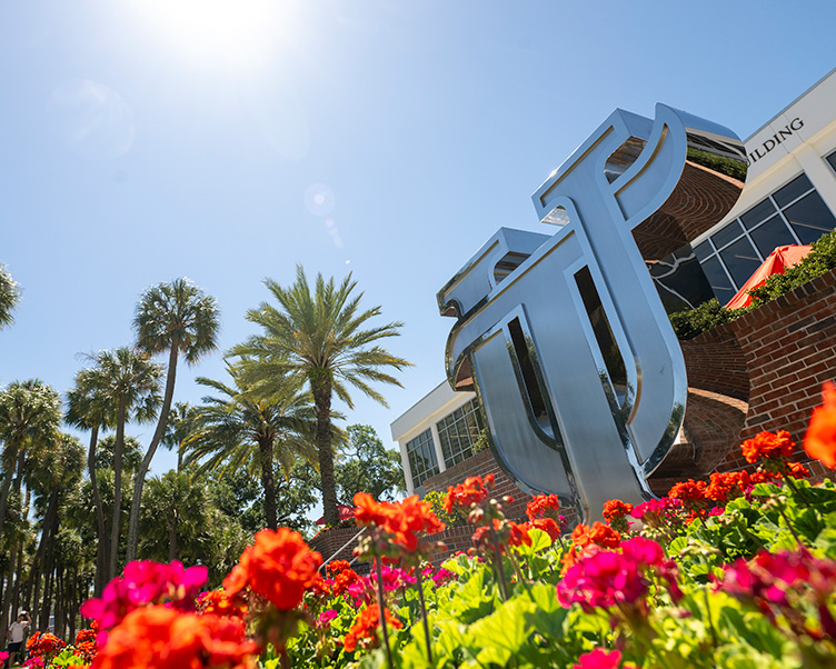 UT sculpture in front of the Southard Family Building