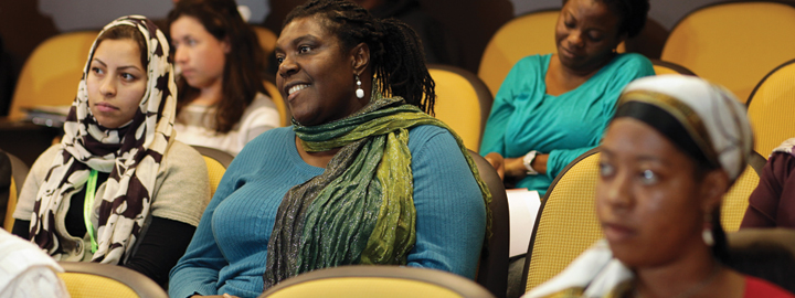 Students sitting in an auditorium