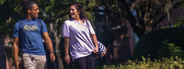 Students walking on campus