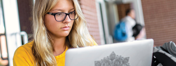 Student using laptop