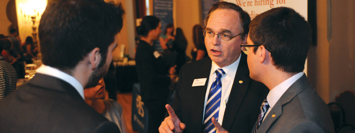 People talking at a job fair