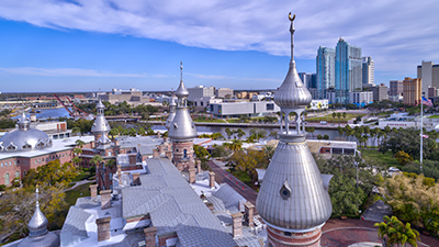 Minarets and downtown buildings