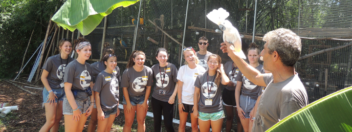 Students at a bird sanctuary