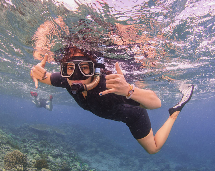 Student snorkeling