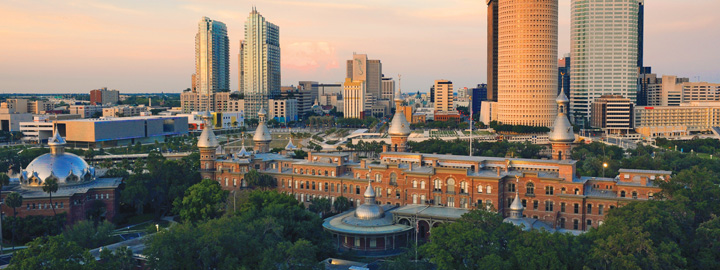 Campus with downtown in the background