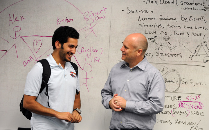 Professor and Student talking 