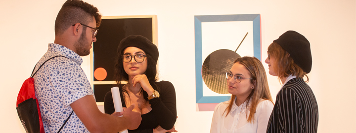 Students in an art gallery
