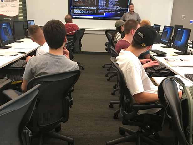 High-tech classroom in the College of Business.